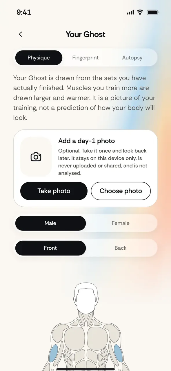 The Ghost: a body figure that grows where you train